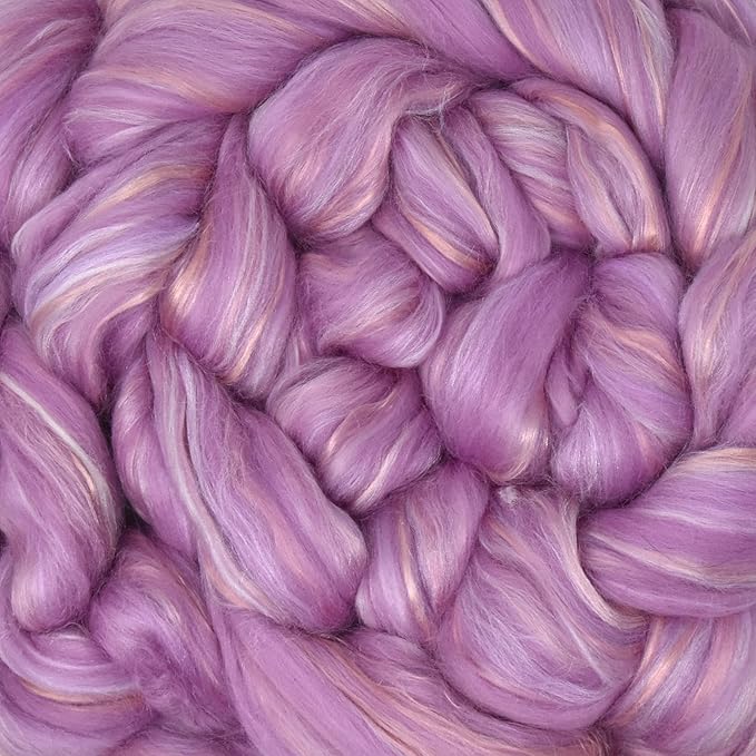 Merino Silk Luxe Tonal Designer Blend. Superfine Merino, Mulberry Silk, Tussah Silk. Top Roving for Spinning or Felting. Pastel Passion 4oz