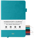 Wordsworth & Black A5 Mixed Media Journal 96 Mix Pages, Hardcover Leather, 190 GSM Paper, Journaling Notebook for Work & Sketching, Journals for Women, Men - Gifts Box Included Turquoise