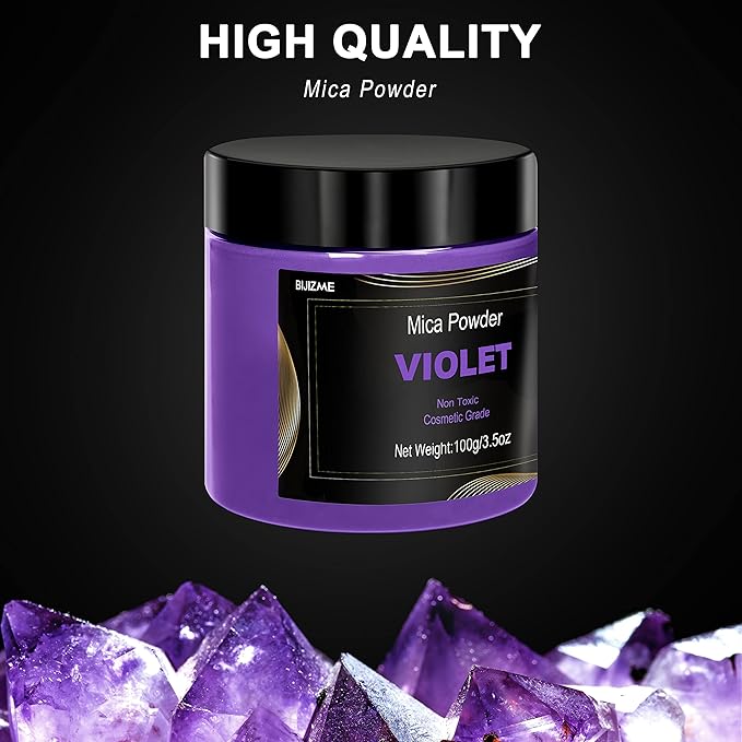 Violet Mica Powder Pigment (100g) -Cosmetic Grade Metallic Mica Powder for Epoxy Resin, Lip Gloss, Soap,Candle Making, Bath Bombs,Tumblers, Jewelry, Dyes, and DIY Crafting Projects(Violet, 3.5oz)