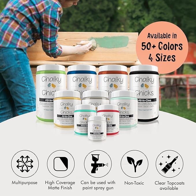 Chalky Chicks All-in-One Chalk Paint for Furniture or Cabinet - 4 Fl Oz - Matte Finish Gingers Blush Pink for Metal, Wood Furniture Paint - No Sanding All-in-One for Home Decor & Crafts, USA Made