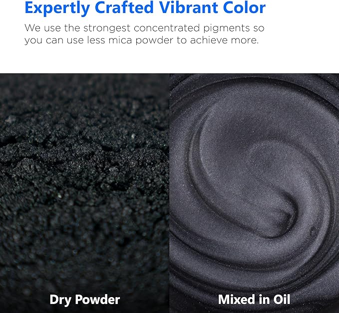 Rolio - Mica Powder - 100G / 3.5oz of Pigment for Paint, Dye, Soap Making, Nail Polish, Epoxy Resin, Candle Making, Bath Bombs, Slime - (Coal)