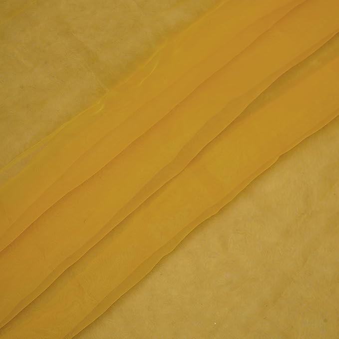 Organza Fabric 5 Yard Bridal Solid Sheer Organza Fabric Bolt for Wedding Dress, Fashion, Crafts, Decorations Silky Shiny Organza 44" - (5 Yard, Golden)