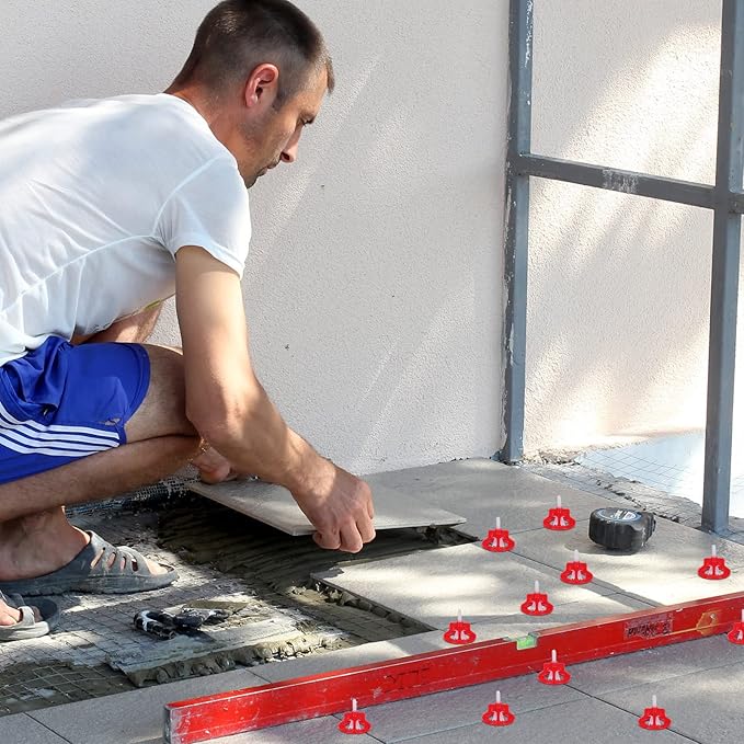 Professional Tile Leveling System Kit，Anti-Loosening Spacers/Wall, Bathroom Tiling - 1/32" Precision Alignment & Grout Spacing Tools(100caps+300base, 1/32)