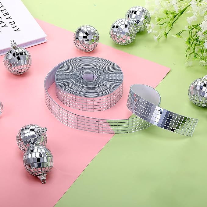 SATINIOR 3000 Pcs Disco Ball Mirror Tiles Self Adhesive for Crafts 5 x 5 mm Small Disco Tape Ball Stickers Square Mosaic Tiles Mirror Pieces for DIY Craft Party Decor