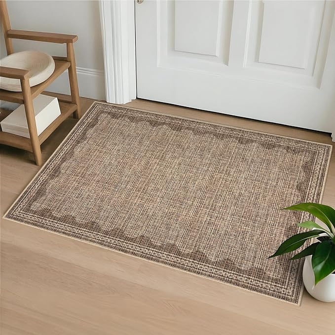 Scalloped Rug 2x3 Rugs for Entryway, Solid Coffee Rug Small Area Rug Non Slip Scalloped Bath Mat, Washable Rugs Door Mat Indoor Entrance,Soft Girls Nursery Dorm Carpet for Bedroom Kitchen