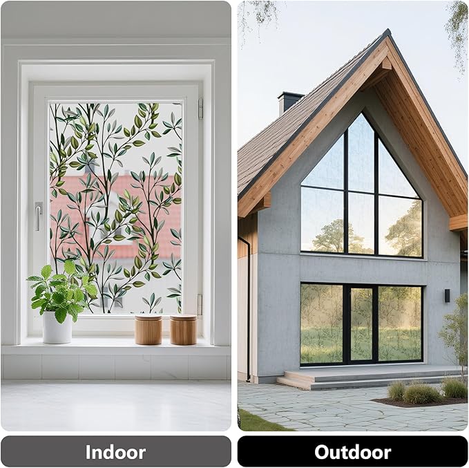 NINETREX One Way Window Privacy Film, Daytime Privacy Static Cling Sun Blocking Anti UV Reflective Window Tint for Home and Office 17.5 x 78.7 inches, Silver Leaf