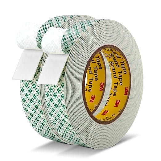 Double Sided Tape Foam Tape 1" x 18Ft Made of 3M High Shear Adhesive Mounting Tape with High Temperature Resistance for Interior Exterior Mounting Applications and Home Office Deco (Pack of 2)