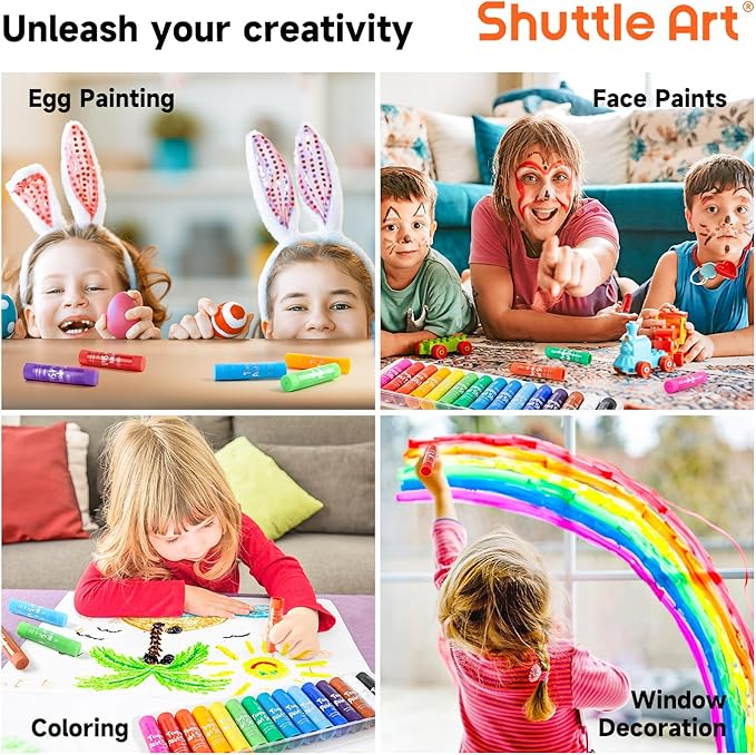 Tempera Paint Sticks, 15 Colors Solid Tempera Paint for Kids, Super Quick-drying, Washable, Works Great on Paper Wood Glass Ceramic Canvas