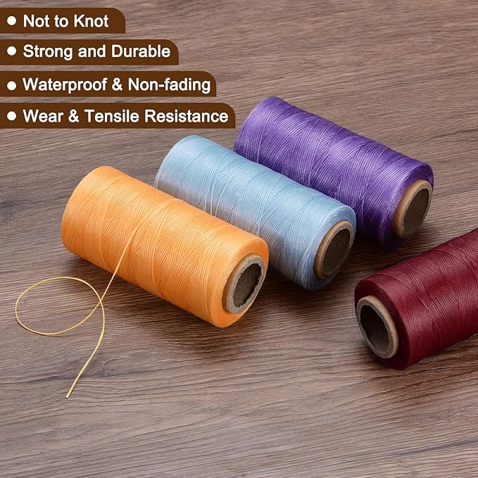 uxcell 150D 0.8mm Flat Waxed Thread 284 Yards Polyester Leather Sewing Waxed String Hand Stitching Waxed Cord for Leather Stitching Sewing Bookbinding DIY Craft Dark Brown
