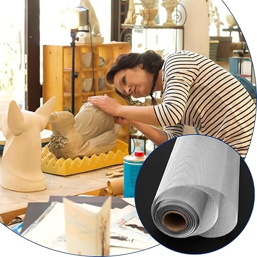 Aluminum Wire Mesh for Arts and Craft Sculpting Mesh Roll 24 Inch by 10 Foot for Sculpture Projects Craft Wire Mesh for Crafts (Silver, 24inch x 10foot)