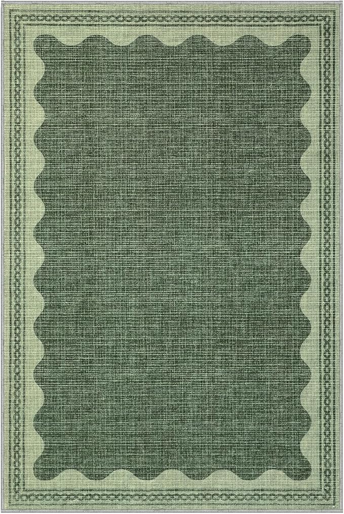 Scalloped Rug 2x3 Rugs for Entryway, Solid Grey Rug Small Area Rug Non Slip Scalloped Bath Mat, Washable Rugs Front Door Mat Indoor Entrance,Soft Girls Nursery Dorm Carpet for Bedroom Kitchen