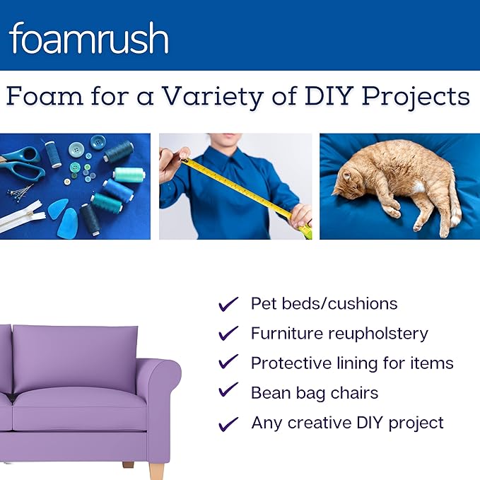 FoamRush 4" x 24" x 24" Gel Memory Foam Upholstery Square Cushion Medium Firm (Chair & Wheelchair Seat Cushion Replacement, Square Foam Dining Chairs, Couch, Sofa, Rubber Padding)