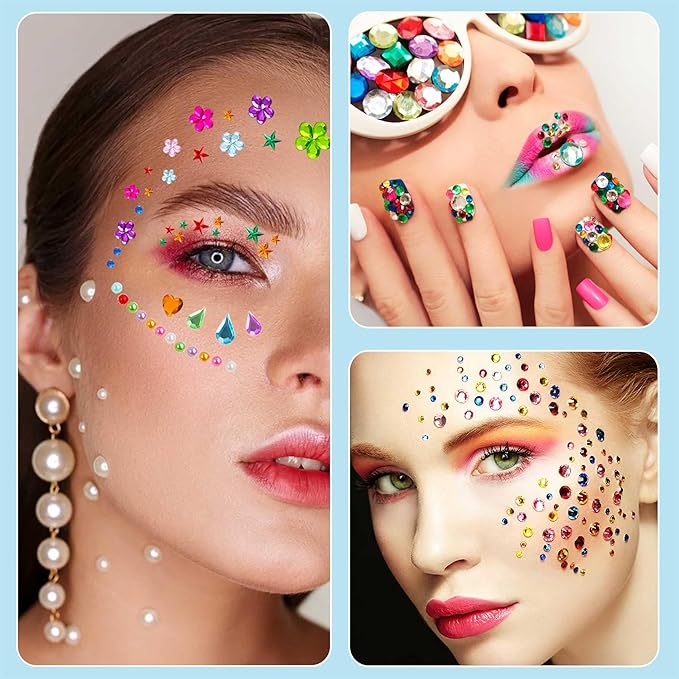 6059 PCS Gem Stickers,Gem for Crafting,Jewels Rhinestones for Crafts,Self Adhesive Stick on Gems Gemstones Diamond Stickers for Face Scrapbook Supplies DIY Craft Art,Heart Pearl Small Sticker for Kids