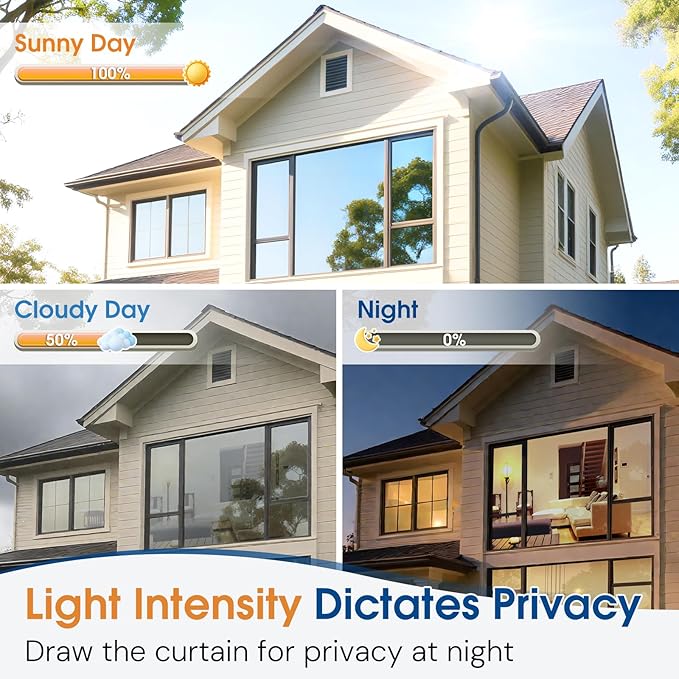 Homein One Way Privacy Window Film with Tool Window Tint for Home See Out Not in Heat Control Sun Blocking Mirror Reflective Anti UV Covering Static Cling No Glue Black-Sliver 23.6 x 157.4 inch
