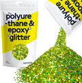 Hemway Polyurethane & Epoxy Resin Glitter 100g / 3.5oz Metallic Crystal Flake Additive for Flooring Jewelry Tumblers Glass Pigment - Extra Chunky (1/24" 0.040" 1mm) - Lime Green Holographic