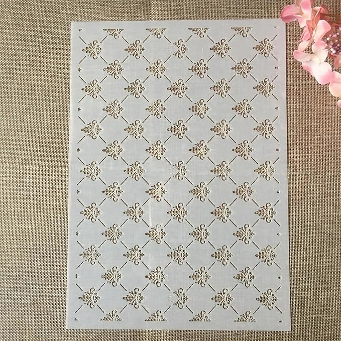 TIAMECH A4 Reusable Small Symbol Lines Stencil for Painting - Grid Texture Layering Template, DIY Wall Art, Wood Furniture, Scrapbook & Crafts (8.3x11.7inch)