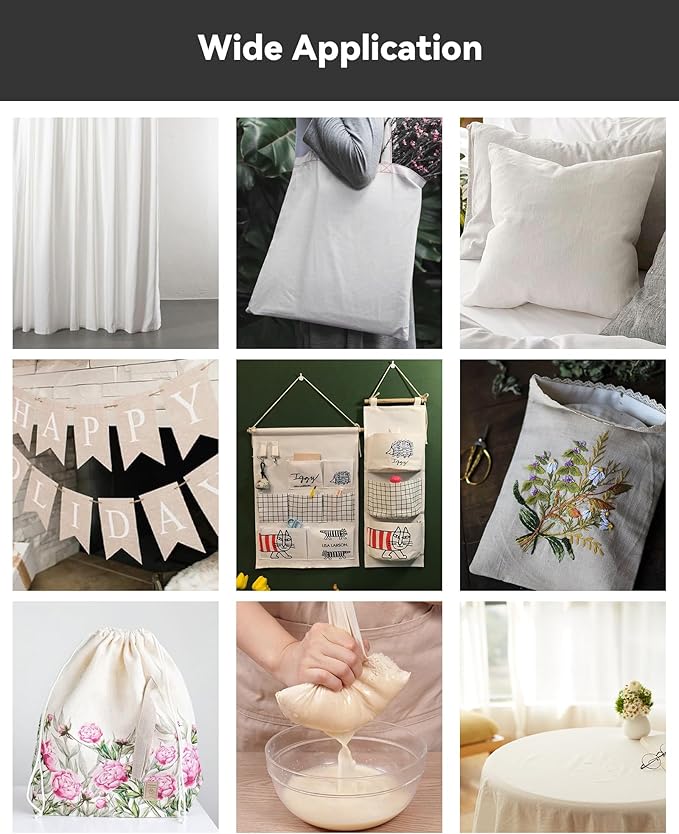 HOTGODEN Medium Weight 100% Cotton Muslin Fabric: 63 inch x 2,5,10 Yards Unbleached Muslin Linen Fabric Material for Sewing Material Apparel Cloth