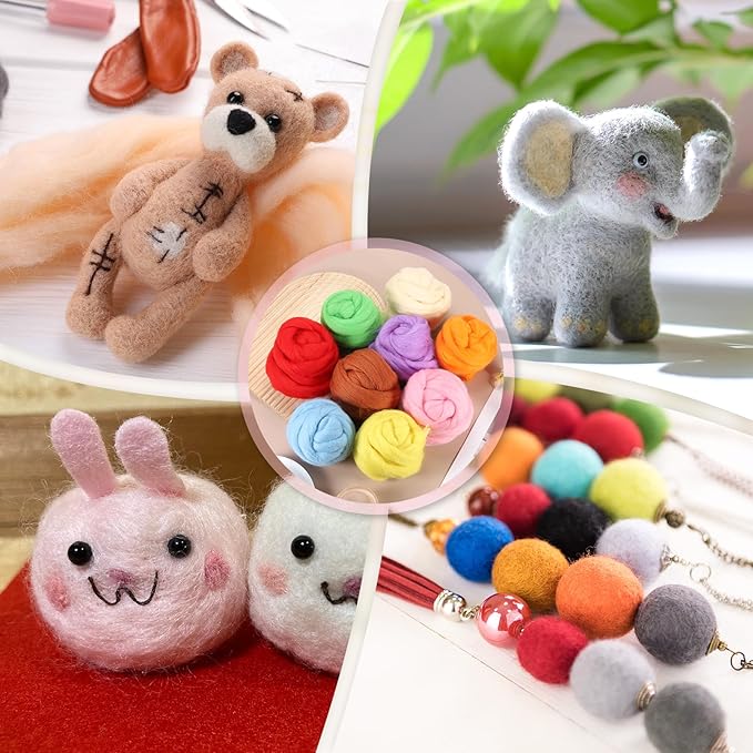 PATIKIL Wool Roving Yarn, 150G/5.3OZ Soft Felting Wool Pure Chunky Roving Yarn Bulk for Needle Felting Knitting Blanket Spinning Weaving DIY Craft, Green