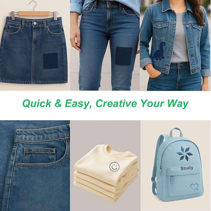 Iron-On Fabric Patches for Clothing, 12 Sheets 3" by 4-1/4", Durable Washable Iron On or Sew On Repair Patches for Jeans, Denim Jackets, Pants, Shirts, Bags, Backpacks, DIY Crafts