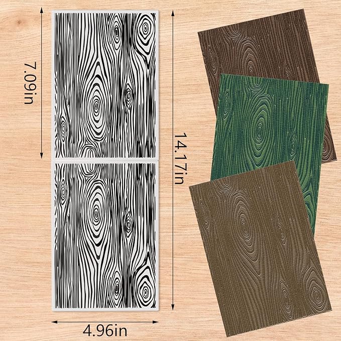 Glodecart Tree Annual Ring Background Embossing Folder, Plastic Textured Impressions Tree Wood Grain Embossing Folder Template for Card Making Scrapbooking Paper Craft Album Stamps DIY Décor
