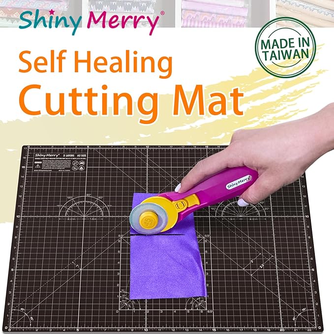 Shiny Merry Self Healing Cutting Mat A0 36"x48" – Double Sided 5-Ply Craft Mat for Sewing, Quilting, Fabric, Scrapbooking – Black/Gray