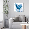 Empire Art Direct Frameless Free Floating Tempered Glass Panel Graphic Wall Art Ready to Hang, 24" x 24", Lusty Blue Tulip