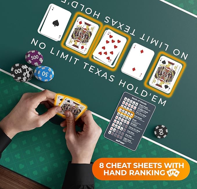 Newverest Poker Table Top 70" x 35", Texas Hold'em Poker Mat for Home Game Nights Up to 10 Players, Casino| Poker Topper Cloth for Tables in Zipper Storage Bag with 8 Coasters in Poker Gift-Ready Box
