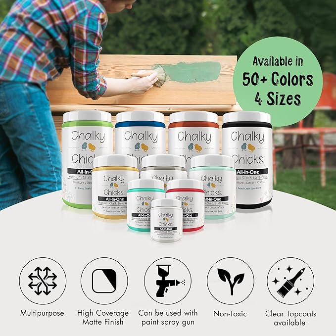 Chalky Chicks All-in-One Chalk Paint for Furniture or Cabinet - 4 Fl Oz - Matte Finish Lime Ricki (Lime Green) for Metal, Wood Furniture Paint - No Sanding All-in-One for Home Decor & Crafts, USA Made