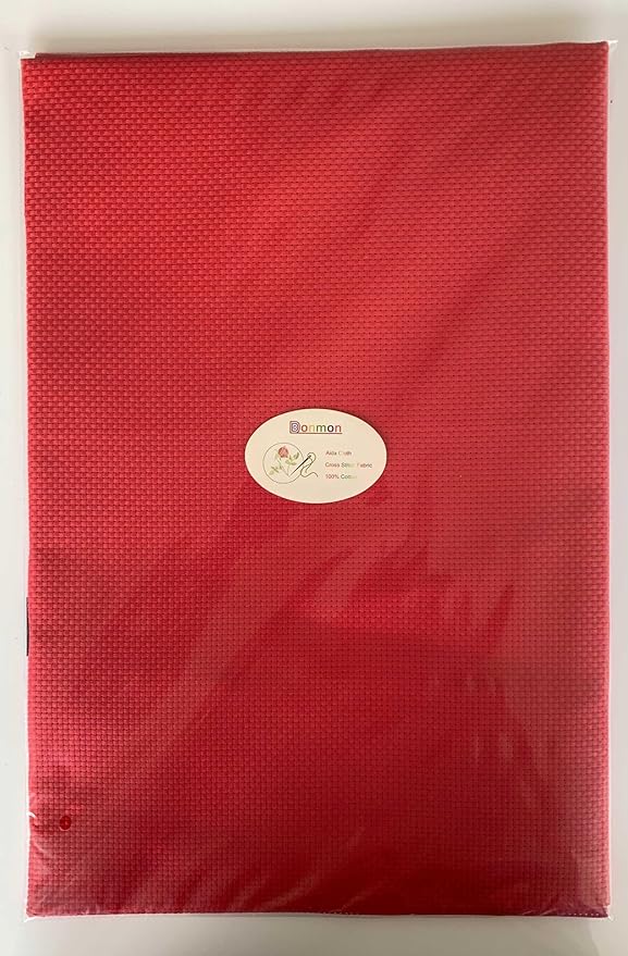 Aida Cloth 11 Count Cross Stitch Fabric,19×28inch (11CT,Red)