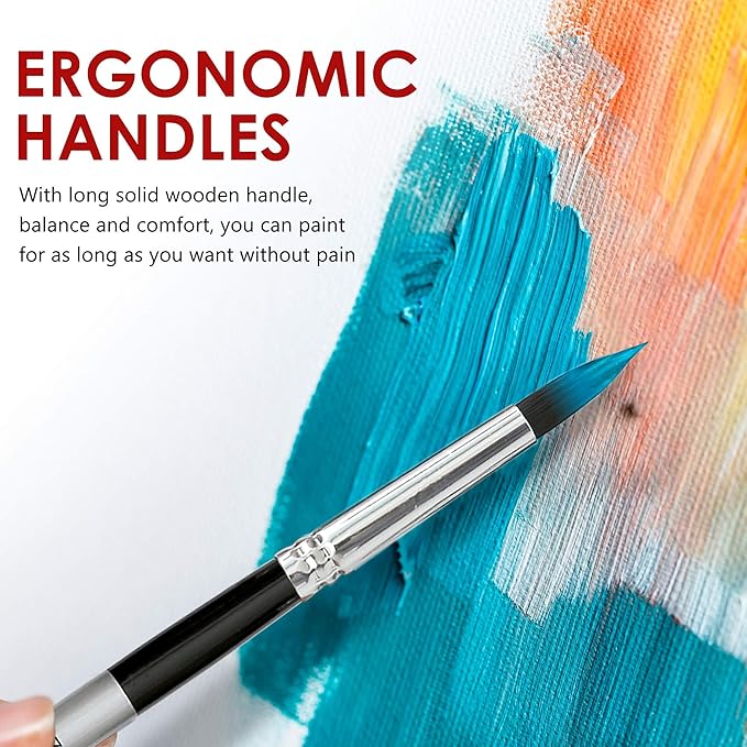 DUGATO Artist Paint Brush Set (10 Sizes) - Fine Tip Round Synthetic Brushes for Watercolor, Acrylic, Gouache, Oil Painting & Crafts - Professional Quality Art Supplies
