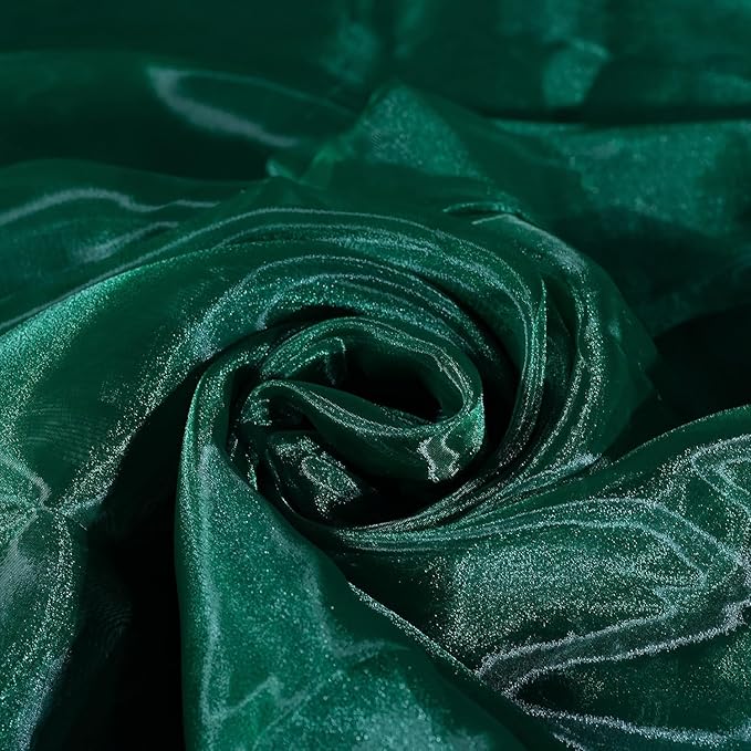 Fynite Sheer Organza Fabric | 20 Yards Long | 44" Wide | Bridal Solid Bolt for Wedding Dress, Fashion Craft Decorations | Silky Shiny Organza - Hunter Green