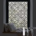 DKTIE Boho Stained Glass Look Window Privacy Film with Installation Tools, Decorative Frosted Glass Window Film Static Cling No Glue Removable, Pure Black, 17.7" x 78.7"