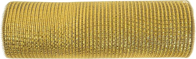 MEEDEE Gold Deco Mesh - 10 Inch Wide Antique Gold Foil Metallic Mesh Fabric for Christmas Tree, Wreaths, Garland, Gift Wrapping, Bows Making (30 Feet)