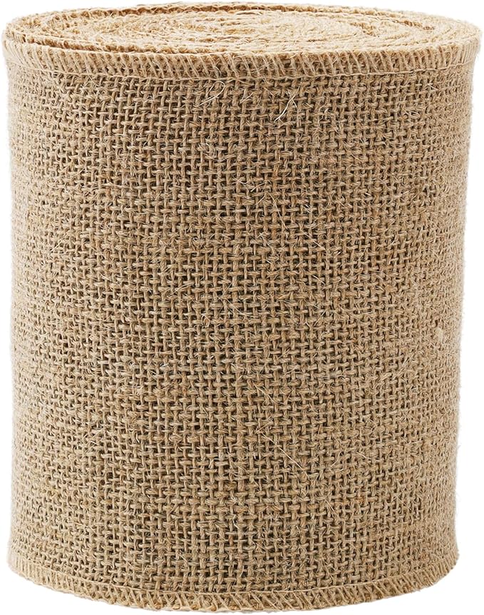 LaRibbons 6 Inch Burlap Wide Fabric Craft Ribbon，10 Yard, Natural Brown Ribbon for Bow Crafting,Wreath-Making, Tree Decoration