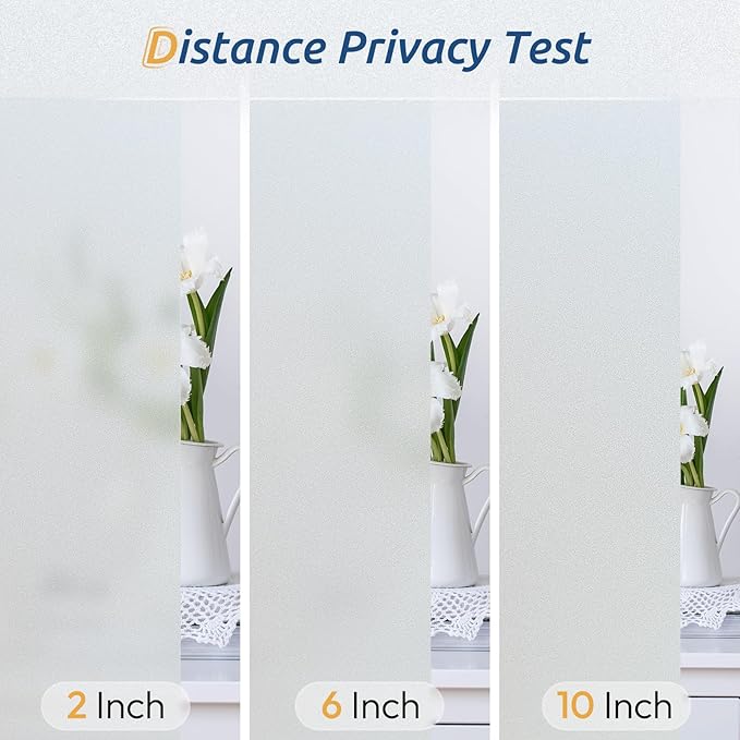 rabbitgoo Window Privacy Film, Frosted Glass Window Clings, Static Cling UV Heat Blocking Door Stickers for Home Bathroom, Removable Indoor Decal Coverings Day and Night, Pure, 23.6 x 78.7 Inches