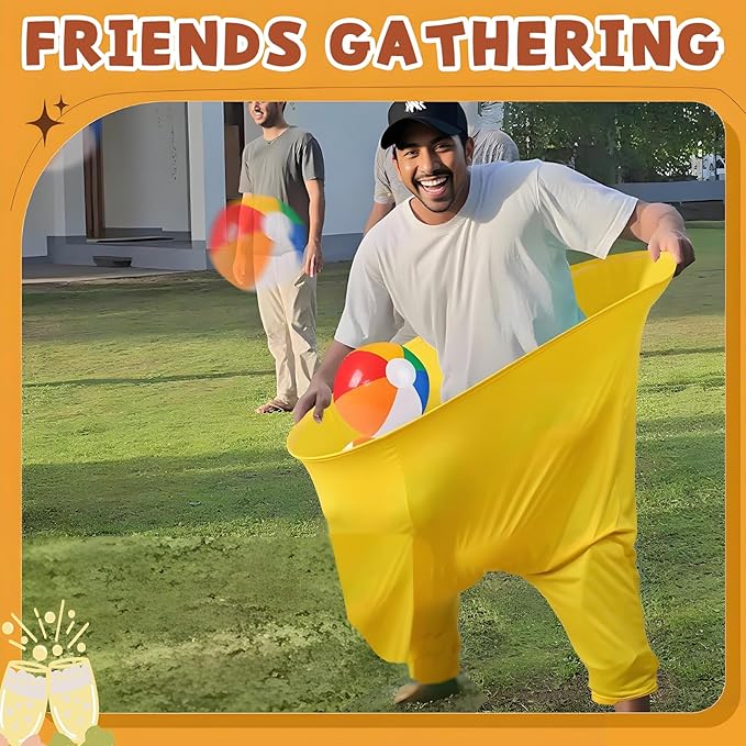Granny Pants Yard Game – Hilarious Giant Stretchy Pant with Inflatable Ball Relay Set for Families, Adults, and Backyard Parties