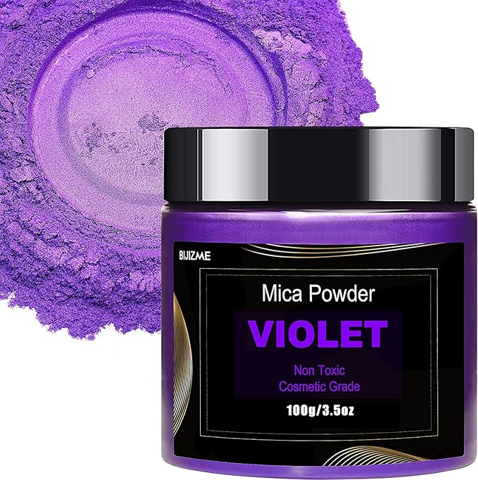 Violet Mica Powder Pigment (100g) -Cosmetic Grade Metallic Mica Powder for Epoxy Resin, Lip Gloss, Soap,Candle Making, Bath Bombs,Tumblers, Jewelry, Dyes, and DIY Crafting Projects(Violet, 3.5oz)