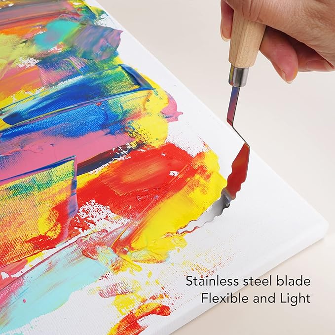 CONDA Palette Knife Set -10Pcs Stainless Steel Spatula Pallet Knife Painting Tools Metal Knives Wood Handle with Different Shapes and Sizes