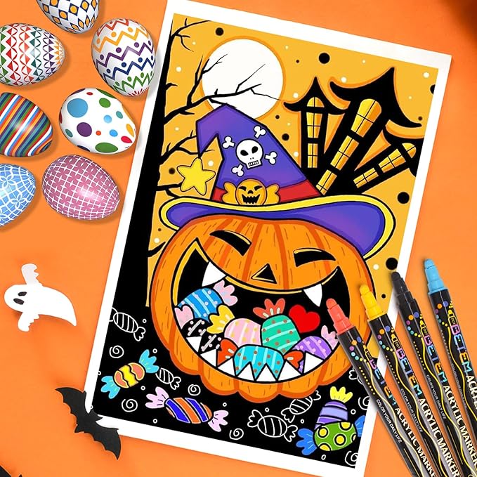 Betem Acrylic Paint Markers Pens, Dual Tip 72 Colors Premium Paint Pens Acrylic Markers for Wood, Fabric, Canvas, Stone, Rock Painting, Glass, Ceramic Surfaces, DIY Crafts Making Art Supplies with Bag