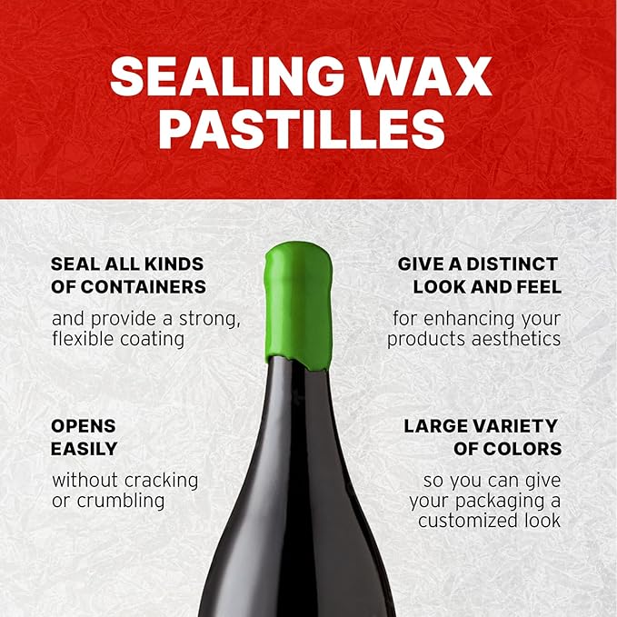 Blended Waxes, Inc. Bottle Sealing Wax, Pastille Wax Seal Beads For Wine, Beer, and Liquor Bottle Sealing, Seals Between 25-30 Bottles, 1 lb, Lime Green