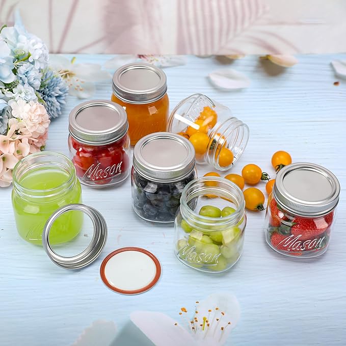 Mason Jars 10oz - 12Pack Glass Jars with Leak Proof & Food Grade Canning Jars for Spices, Dry Food Storage & DIY Crafts, Perfect for Home Cooks, Meal Prep, and Crafting Enthusiasts