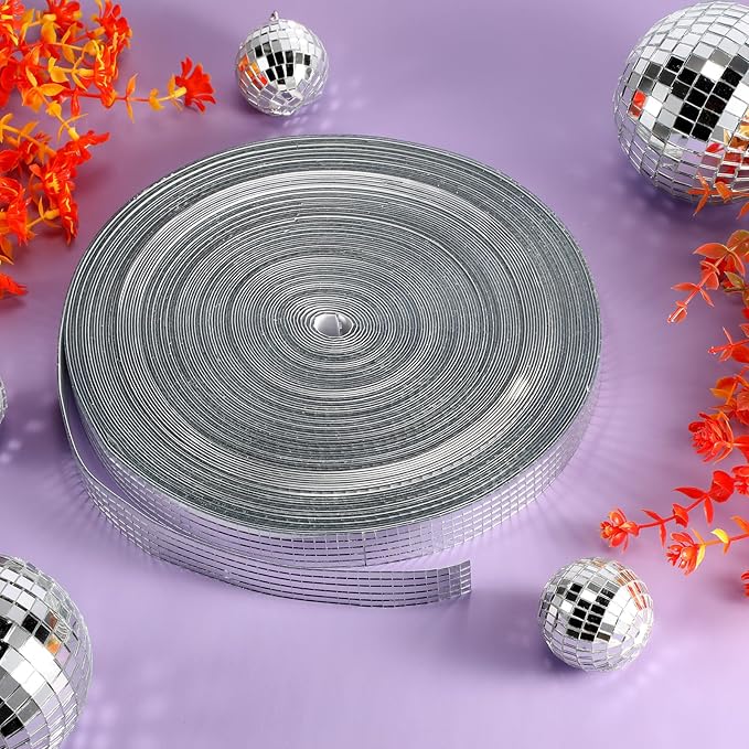 SATINIOR 36000 Pcs Disco Ball Mirror Tiles Self Adhesive for Crafts 5 x 5 mm Small Disco Tape Ball Stickers Square Mosaic Tiles Mirror Pieces for DIY Craft Party Decor