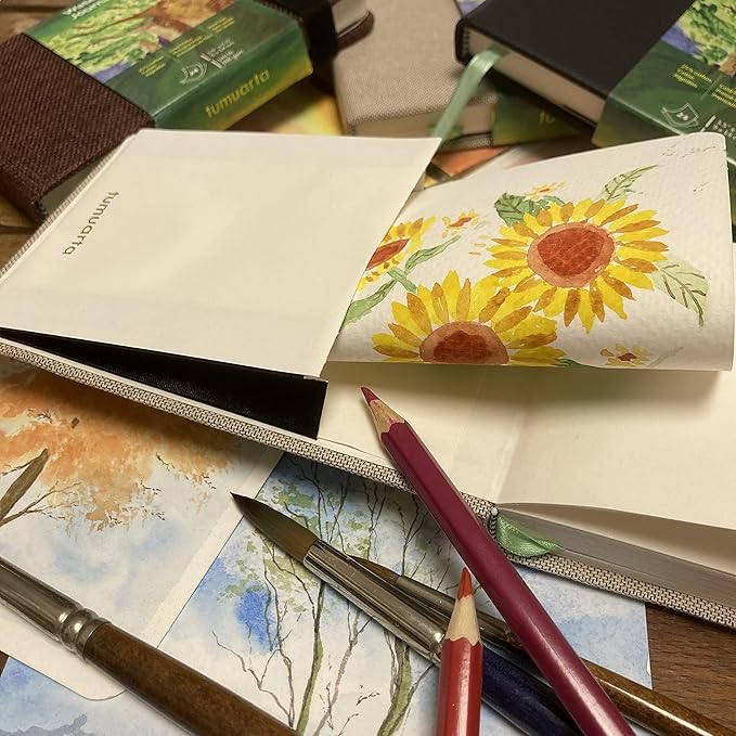 Square Watercolor Journal,140 LB,300 GSM,5.5X5.5, Cotton Paper,Cold Press,24 Sheets, Watercolor Paper Sketchbooks for Use As Travel Notebook and Mixed Media Pad