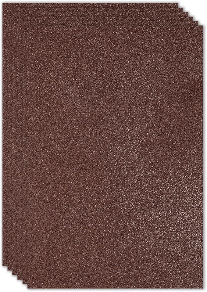 PATIKIL 2mm(1/10") Thick Non Adhesive Glitter Foam Sheet 16x24inch(40x60cm) Coffee, EVA Shiny Foam Board for Craft, 6 Pcs