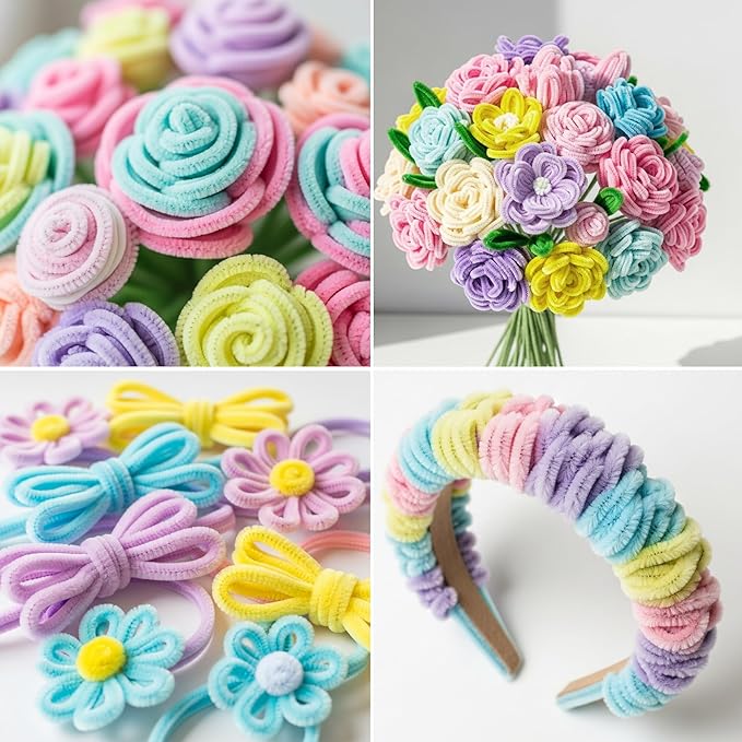 Caydo 500 Pieces Macaroon Pipe Cleaners, Chenille Stems, Pipe Cleaner Crafts for DIY Art and Craft Projects Creative Gift Party Decorations