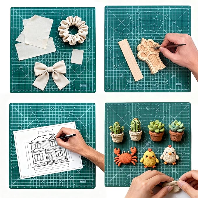 Rotating Cutting Mat 13"x13" Grid, Self Healing Cutting Mat for Quilting,Sewing,Fabric,Sewing Supplies Mat with 360 Degree Rotating Anti-slip Base