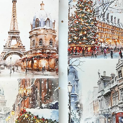 Washi Tape Set,3 Rolls Christmas Stickers for Scrapbook Supplies,Large Size Landscape Washi Tape Stickers for Journaling,Junk Journal,Phone Case,Planner,DIY Craft(Paris)
