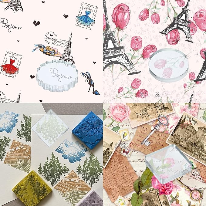PATIKIL Acrylic Stamp Block, 1 Pack Clear Stamping Block with Grid Lines Decorative Mounting Blocks Set Rectangle for Scrapbooking Crafts Card Making