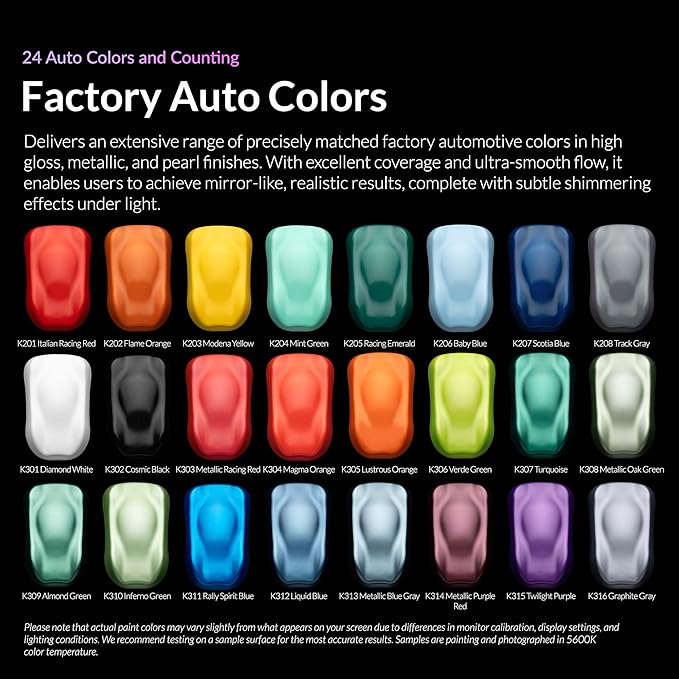 Gaahleri Kaleido Auto 24-Color Set – Water-Based Acrylic Airbrush Paint Kit for Car Models, Gundam,Mecha,Pre-Thinned, High Gloss, Fast-Drying, with Thinner & Cleaner