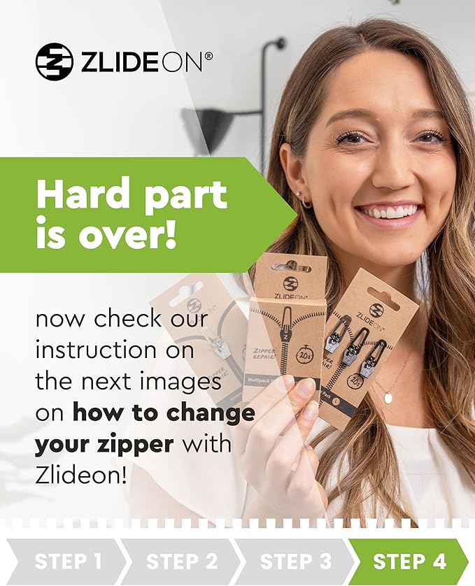 ZlideOn Zipper Pull Replacement - Black, Normal (L) - Instant Zipper Replacement Slider for Plastic Zippers